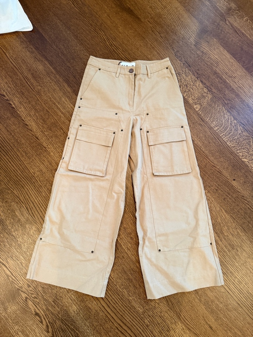 REMAIN Birger Christensen Wide-Leg Cargo Pants in Beige